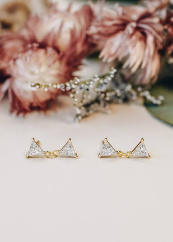 Dual Triangle Drop - Gold Earrings - Rise and Redemption