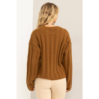 DZ23F749 - Ribbed Long Sleeve Sweater - Rise and Redemption