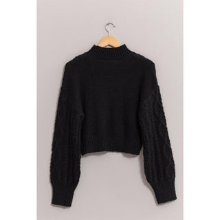 DZ24F138 - High Neck Cable Knit Sweater - Rise and Redemption