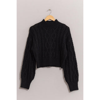 DZ24F138 - High Neck Cable Knit Sweater - Rise and Redemption