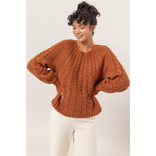 DZ24F201 - Cable Knit Pattern Sweater - Rise and Redemption