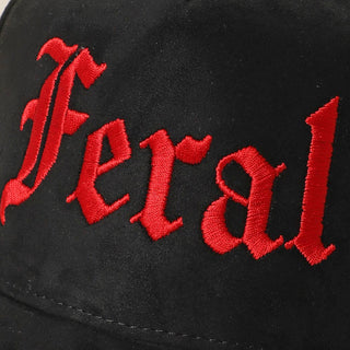 Feral Embroidered Faux Suede Baseball Cap