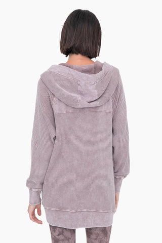 Oversized Mineral-Washed Zip-Up Hooded Jacket