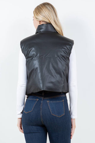Vegan Leather Puffer Vest