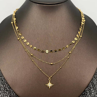 Star Charm 3 Layer Chain Necklace