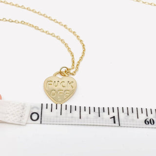 "F# OFF" Gold Plated Heart Pendant Necklace