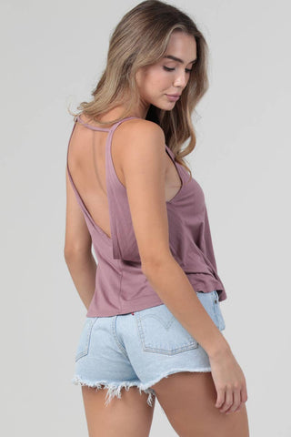 X2T72-ASIS V NECK SWINGY TANK TOP WITH OPEN BACK  BASIC TANK: CREAM / S