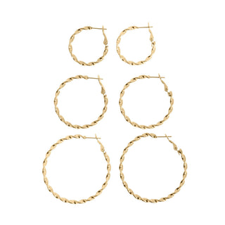 18K Gold Stainless Steel Twist Hoop Earrings