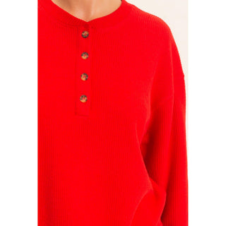 Brushed Waffle Henley Top