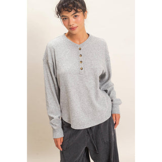 Brushed Waffle Henley Top