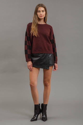 Merlot Checkered Sweater