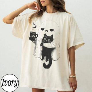 Spooky Black Cat Funny Halloween Coffee Lover Shirt