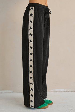 Star Striped Corduroy Wide Leg Pants