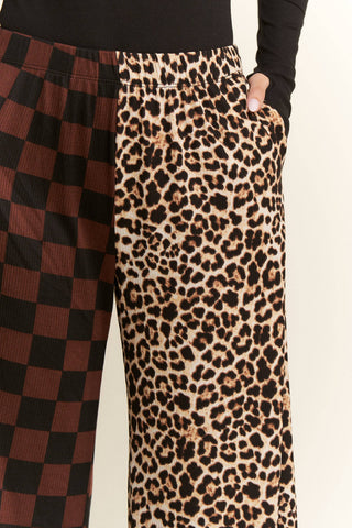 Leopard Split Checker Pant