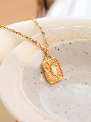 Elaine 18K Non - Tarnish Rectangle Stone Sun Necklace - Rise and Redemption