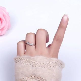 Elegant Dainty CZ Crystal Stone Silver Statement Ring Band - Rise and Redemption