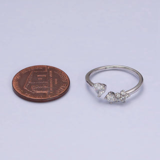 Elegant Dainty CZ Crystal Stone Silver Statement Ring Band - Rise and Redemption