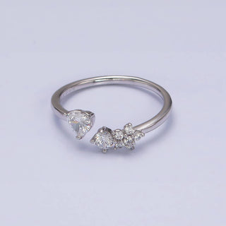 Elegant Dainty CZ Crystal Stone Silver Statement Ring Band - Rise and Redemption