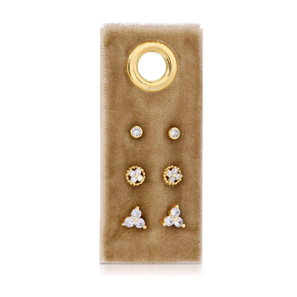 Everyday Brilliance: CZ Stud Earring Set of 3 - Rise and Redemption