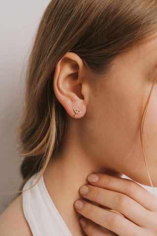 Evil Eye Drop - Amazonite - Gold Earrings - Rise and Redemption