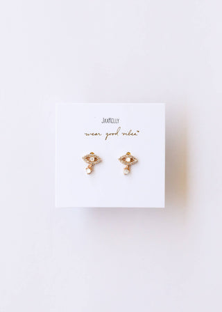 Evil Eye Drop - Mother of Pearl - Gold Earrings - Rise and Redemption