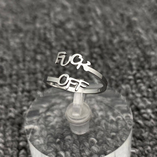 "F# Off" Gold Plated Stainless Steel Adjustable Ring - Rise and Redemption