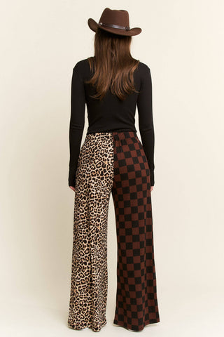 Leopard Split Checker Pant