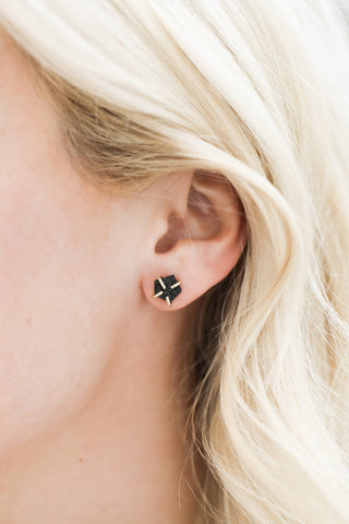 Druzy Prong - Black - Earrings