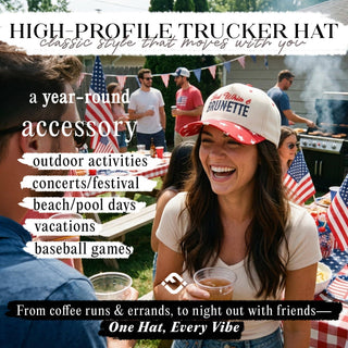 2-Tone Cap - Red White & Brunette - Star Print - Red/Beige