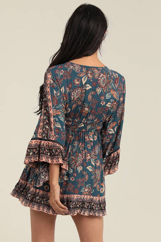 F4L21 - FR32 DEEP VNECK KEYHOLE LONG SLEEVE KNEE LENGTH DRESS - Rise and Redemption