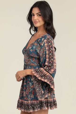 F4L21 - FR32 DEEP VNECK KEYHOLE LONG SLEEVE KNEE LENGTH DRESS - Rise and Redemption