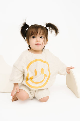Short Sleeve Smiley Set | Oatmeal