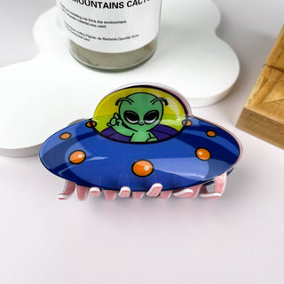Cute cartoon UFO alien hair claw clip