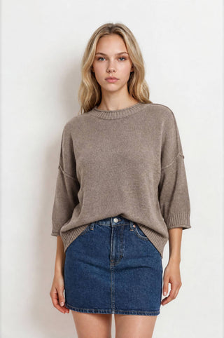Exposed Seam Drop Shoulder Knit