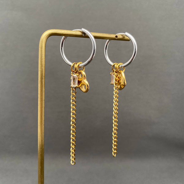 Two Tone Mixed Metal Huggie Earrings