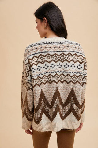 FAIR ISLE LOOSE FIT SWEATER TOP - Rise and Redemption
