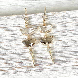 Fall Gemstone Drop Statement Earrings – Mixed Crystal Styles - Rise and Redemption