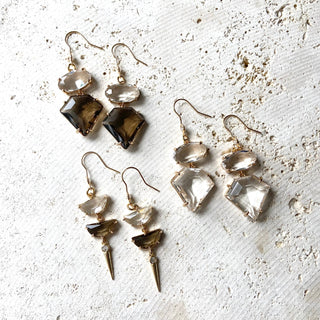 Fall Gemstone Drop Statement Earrings – Mixed Crystal Styles - Rise and Redemption