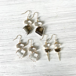 Fall Gemstone Drop Statement Earrings – Mixed Crystal Styles - Rise and Redemption