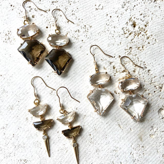 Fall Gemstone Drop Statement Earrings – Mixed Crystal Styles - Rise and Redemption