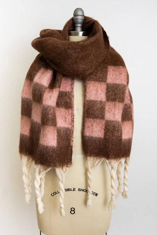 Fall & Winter Chunky Plaid Oversized Scarf with Fringe - Rise and Redemption
