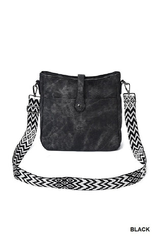 Faux Suede Chevron Strap Crossbody Bag - Rise and Redemption