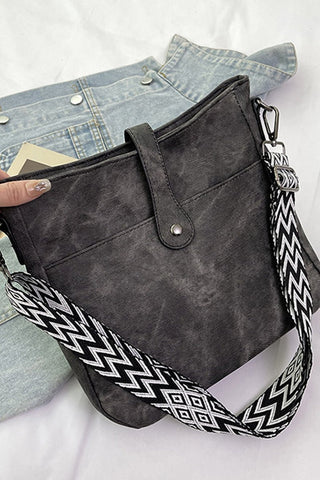 Faux Suede Chevron Strap Crossbody Bag - Rise and Redemption