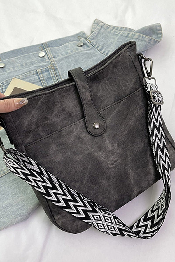 Faux Suede Chevron Strap Crossbody Bag - Rise and Redemption