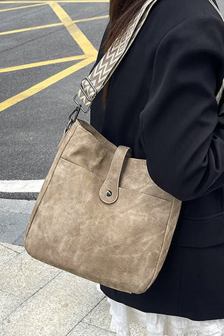 Faux Suede Chevron Strap Crossbody Bag - Rise and Redemption