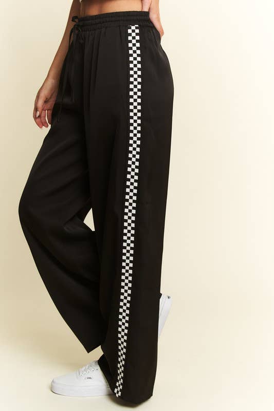 Satin Checker stripe Pants