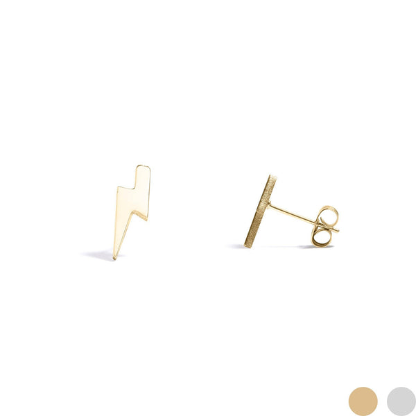 18K Gold Stainless Steel Lightning Bolt Stud Earrings