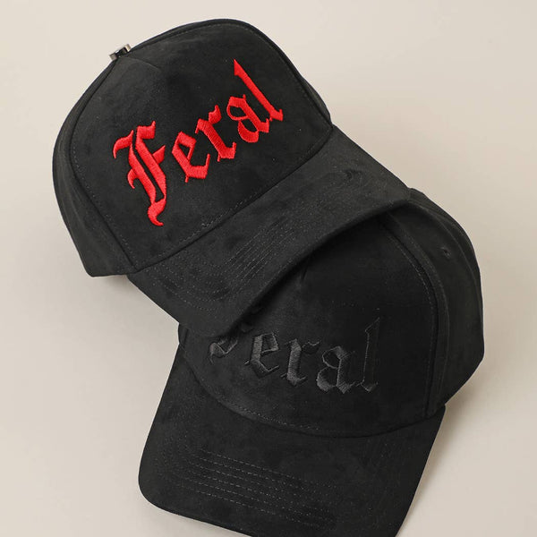 Feral Embroidered Faux Suede Baseball Cap - Rise and Redemption