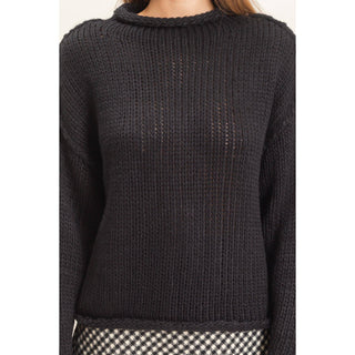 Rolled Collar Loose Knit Sweater
