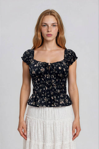 Fiona Floral Front Tie Top - Rise and Redemption